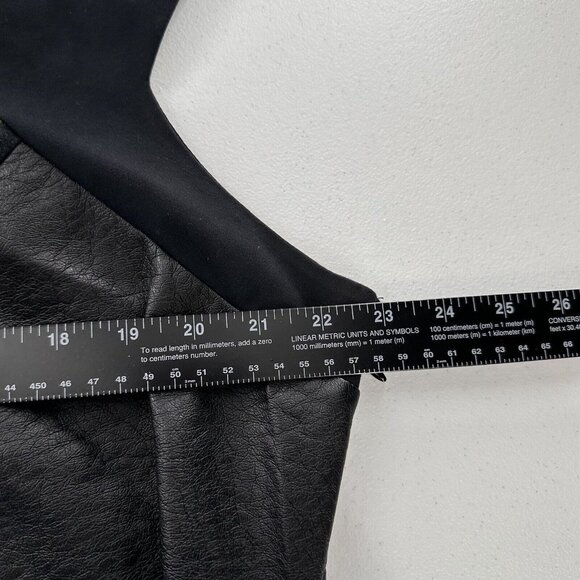 Lane Bryant V-Neck Black & Leopard Print Dress Size 22 Faux Leather Slimming - Picture 5 of 10